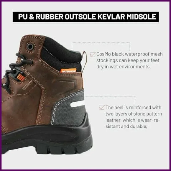 High Top Waterproof Safety Boots Slip Resistant Work Boots Size 7 10 6.5